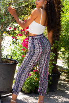 Trendy hoge taille zomer-broek met print roze
